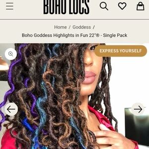 Boho Locs Goddess Highlights 22" - Multi Blue & Purple Accents
